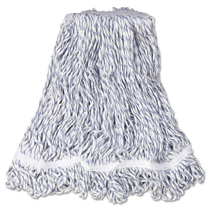 Web Foot Premium Finish Mop Head, White, Med, Cotton/Synthetic, 1". White Headband, 6/Carton