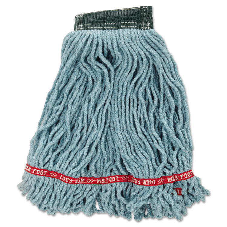 Web Foot Wet Mop Head, Shrinkless, Cotton/Synthetic, Medium, Green, 6/Carton