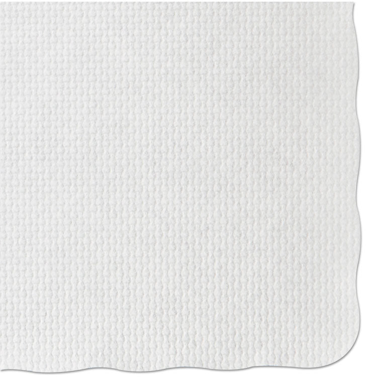 Placemats, Knurl Embossed Surface, Scalloped Edges, 13.5" x 9.5", White, 1,000/Carton