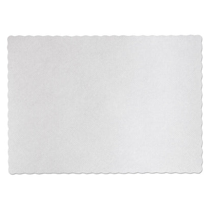 Placemats, Knurl Embossed Surface, Scalloped Edges, 13.5" x 9.5", White, 1,000/Carton