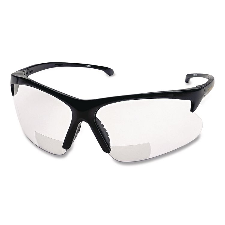 V60 30-06* RX Safety Eyewear 3011719, 2.5+ Diopter, Black Half Frame, Clear Dual Lens