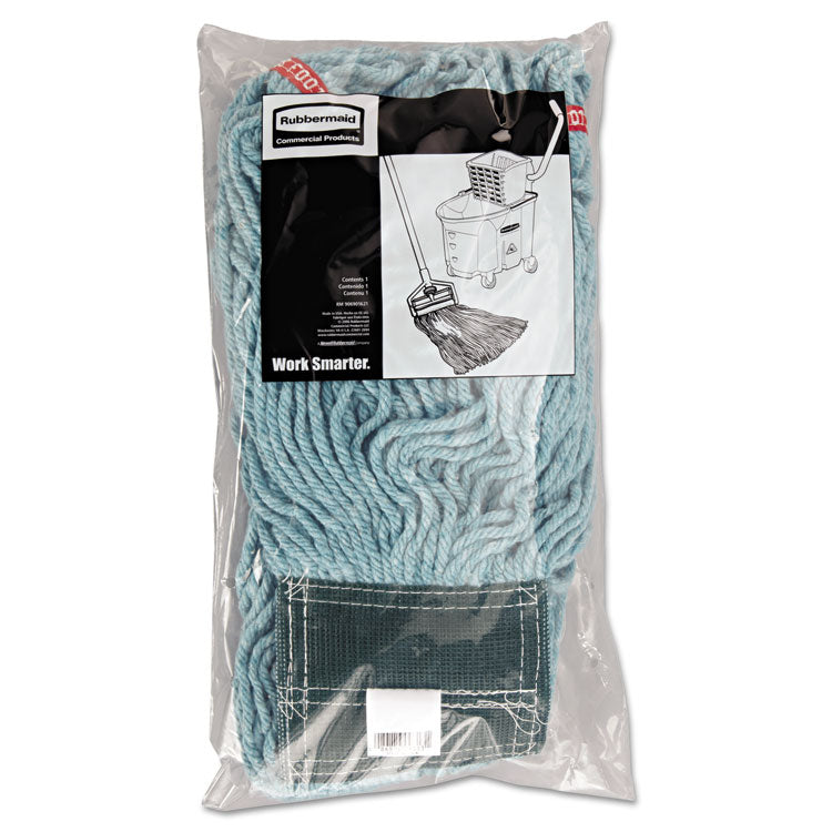 Web Foot Wet Mop Head, Shrinkless, Cotton/Synthetic, Medium, Green, 6/Carton