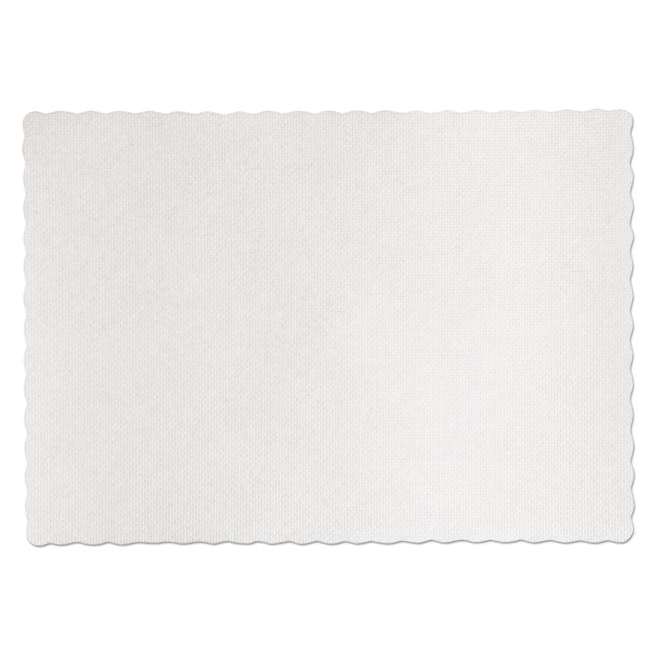 Placemats, Knurl Embossed Surface, Scalloped Edges, 13.5" x 9.5", White, 1,000/Carton