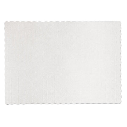 Placemats, Knurl Embossed Surface, Scalloped Edges, 13.5" x 9.5", White, 1,000/Carton