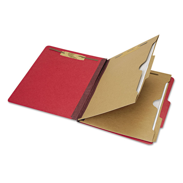 7530016006972, SKILCRAFT Pocket Classification Folder, Expands 2", 2 Dividers, 6 Fasteners, Letter Size, Dark Red, 10/Box