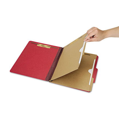 7530016006972, SKILCRAFT Pocket Classification Folder, Expands 2", 2 Dividers, 6 Fasteners, Letter Size, Dark Red, 10/Box
