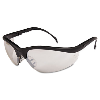 Klondike Safety Glasses, Matte Black Half Frame, Mirrored Silver Dual I/O Lens, 12/Box