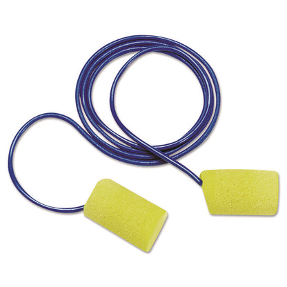 E-A-R Classic Foam Earplugs, Corded, 33 dB NRR, Large, Yellow Cylindrical Plugs, 200 Pairs/Box
