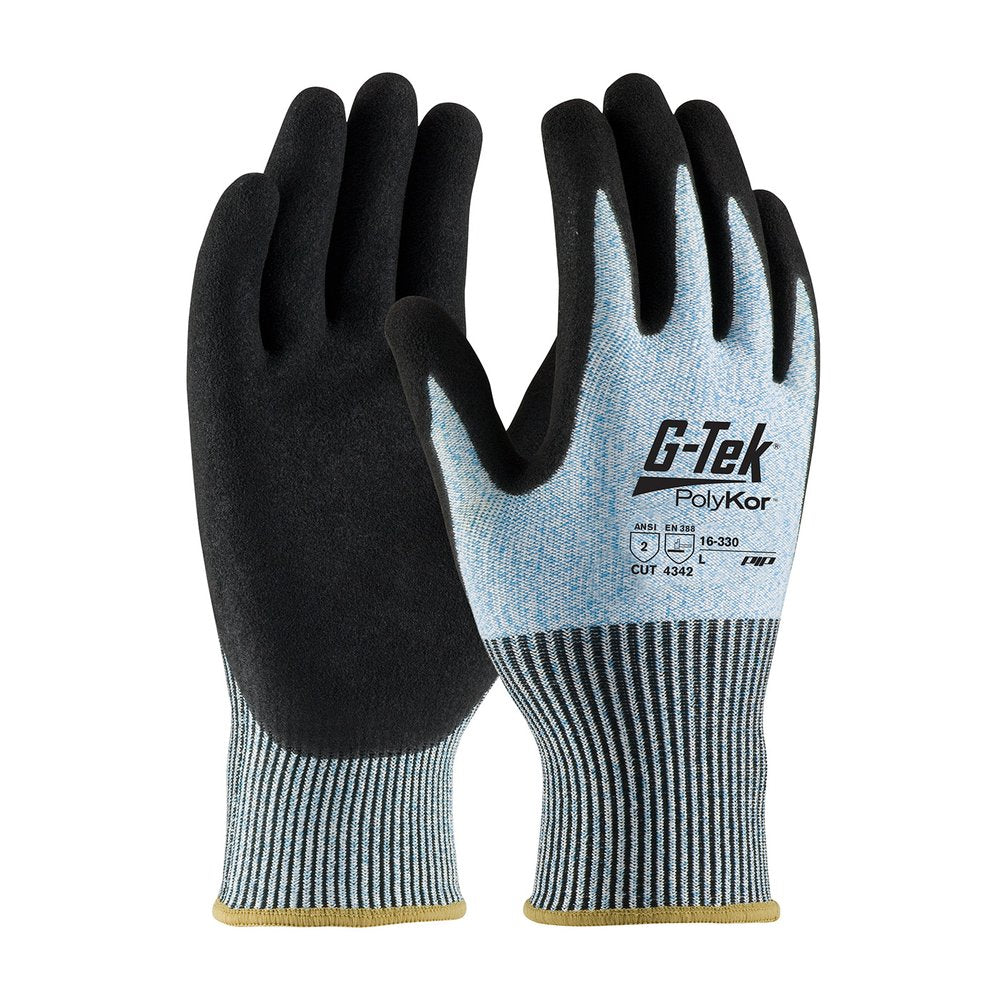 G-Tek by PIP Knit Polyk Glove 2-DIPPED Nitr Msurf Grip P/F S, 12 Pairs/Dozen