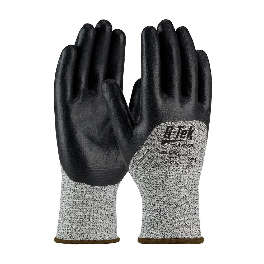 G-Tek by PIP Knit Polykor Glove Nitrile Grip P/F/K L, 12 Pairs/Dozen