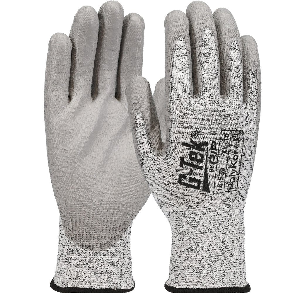 G-Tek by PIP Knit Polykor Glove Polyurethane Grip L, 12 Pairs/Dozen