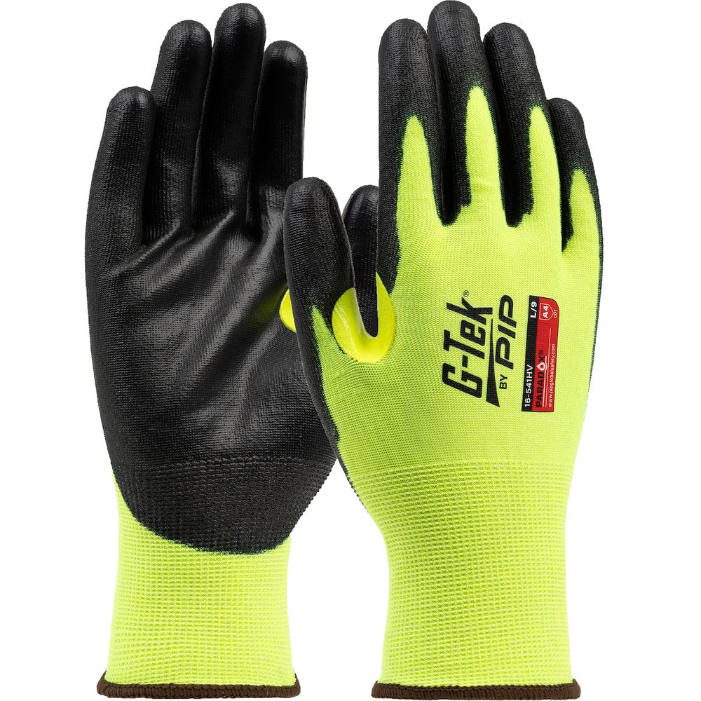 G-Tek by PIP H-vis Knit Polyk Glve Polyur Grip P/F 21G TS 3XL, 12 Pairs/Dozen