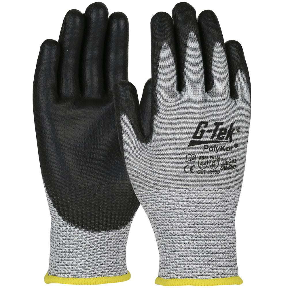 G-Tek by PIP Prem Knit Polykor Glovepolyure. Grip P/F TS XS, 12 Pairs/Dozen