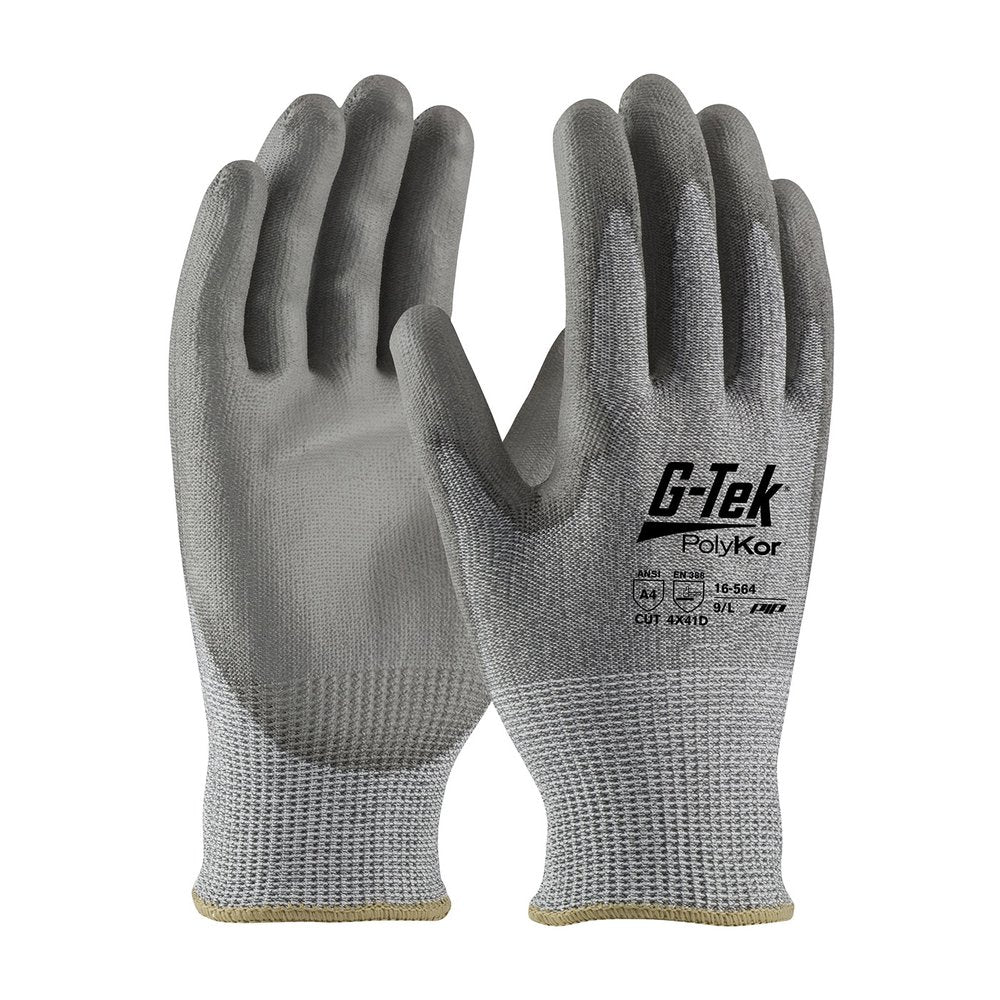 G-Tek by PIP Econ Knit Polykor Glovepolyure. Grip P/F M, 12 Pairs/Dozen