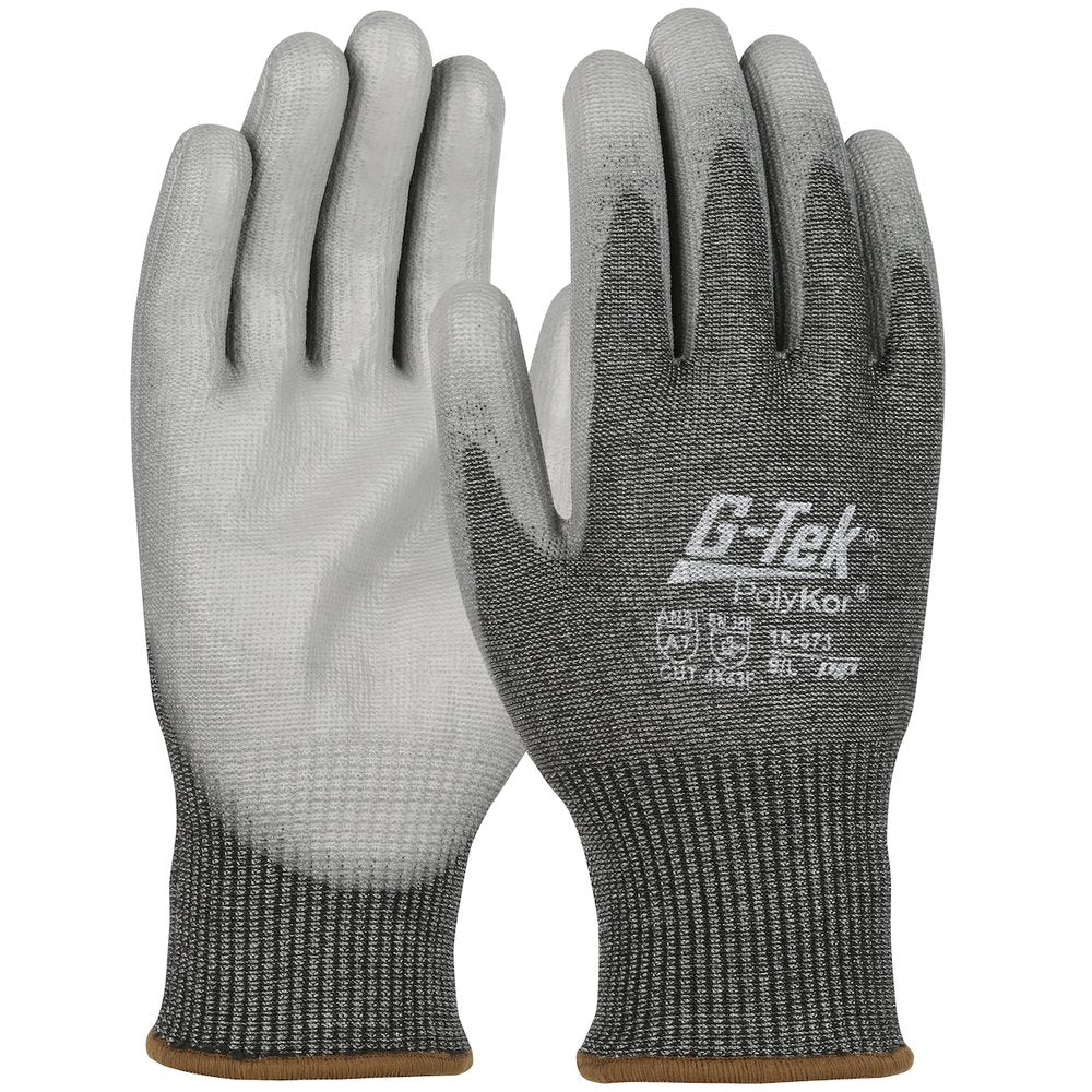 G-Tek by PIP Knit Polykor Glove Polyurethane Grip P/F TS M, 12 Pairs/Dozen