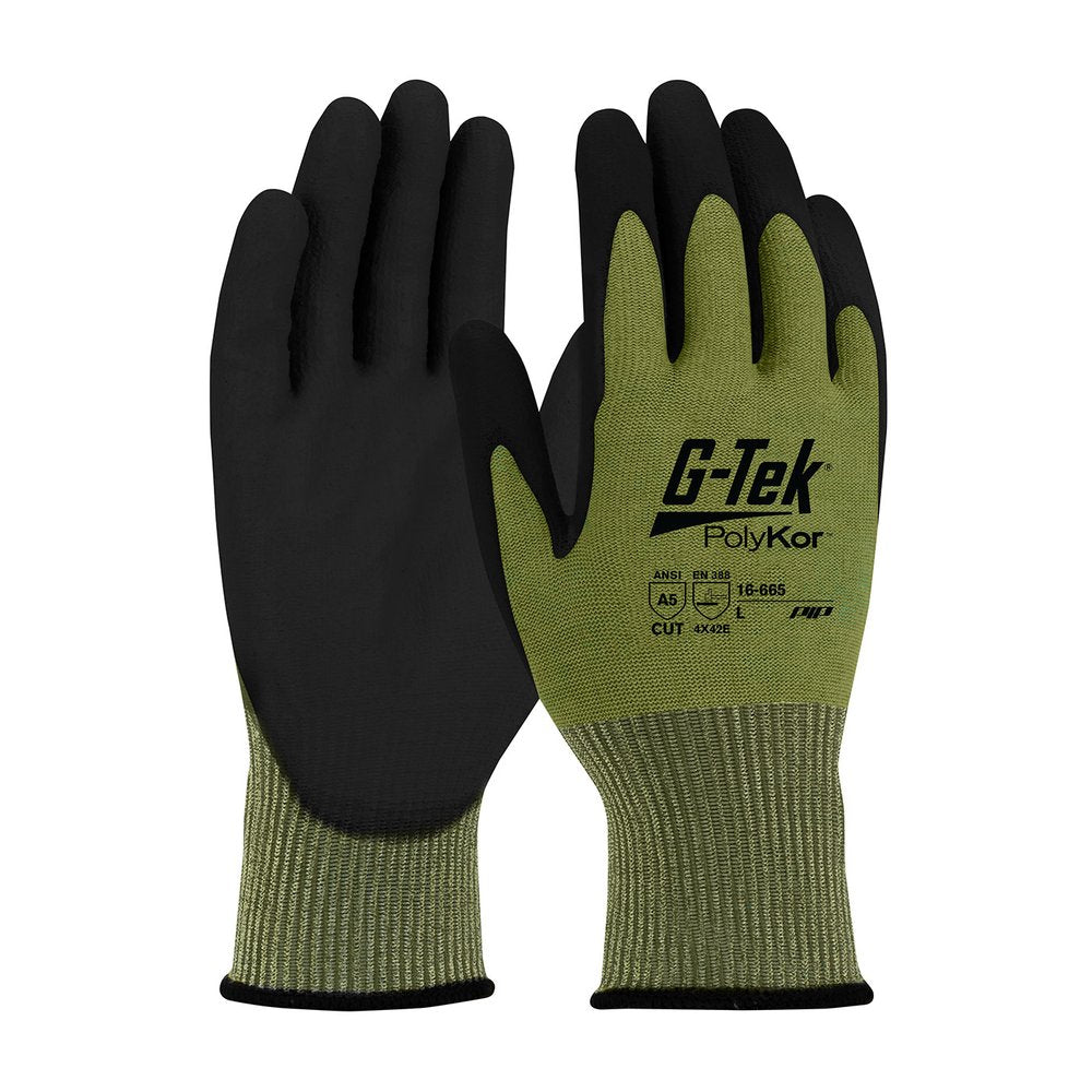 G-Tek by PIP Knit Polykor Glove Polyurethane Grip P/F S, 12 Pairs/Dozen