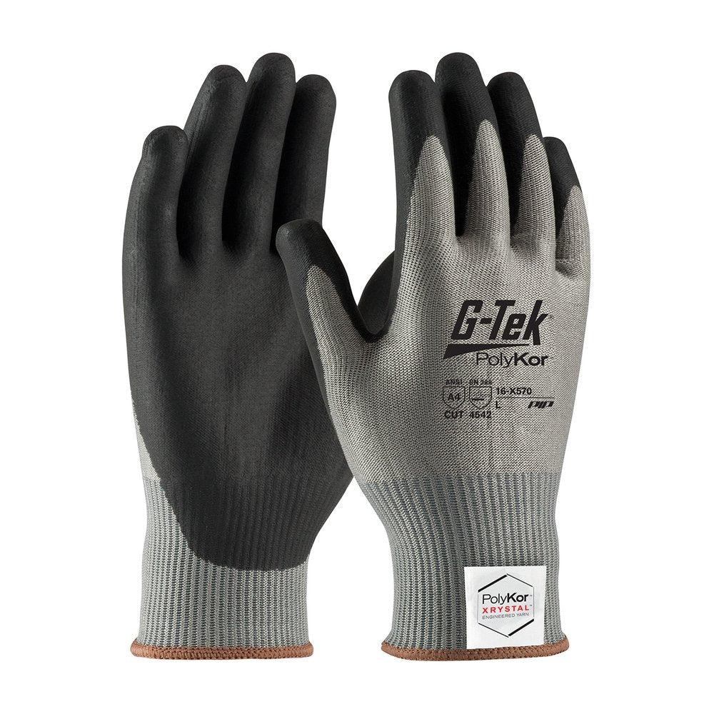 G-Tek by PIP Knit Polykor Xrystal Glove Nfoam Grip P/F TS XL, 12 Pairs/Dozen