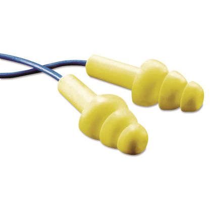 E-A-RUltraFit Reusable Earplugs, Corded, Metal Detectable, 25 dB NRR, One Size Fits Most, Yellow 3-Flange Plugs, 100/Box