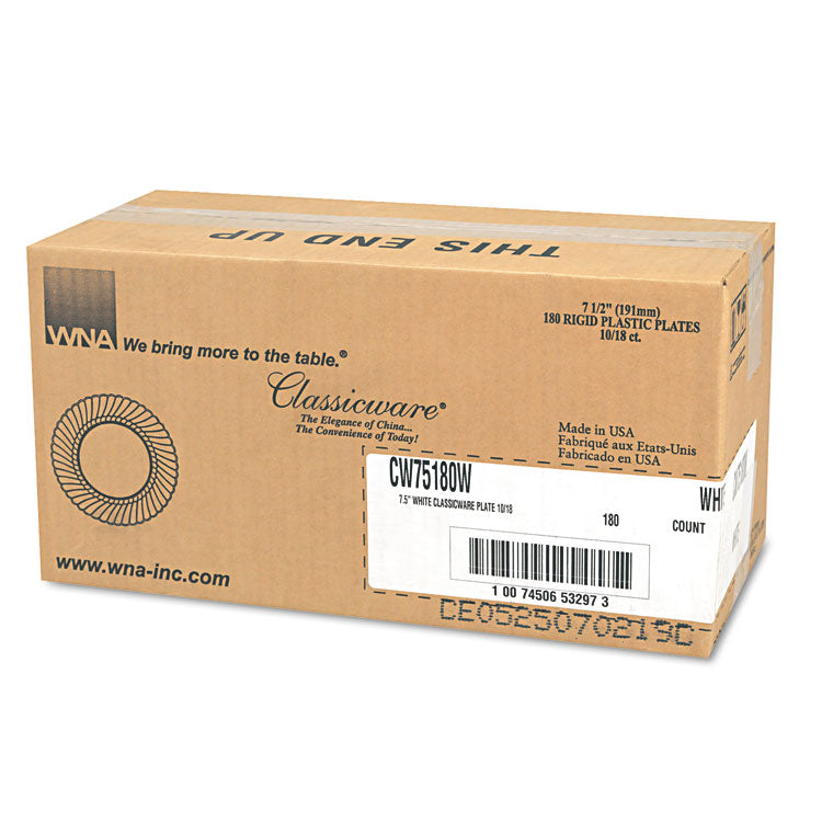 Classicware Plates, Plastic, 7.5" dia, White, 180/Carton