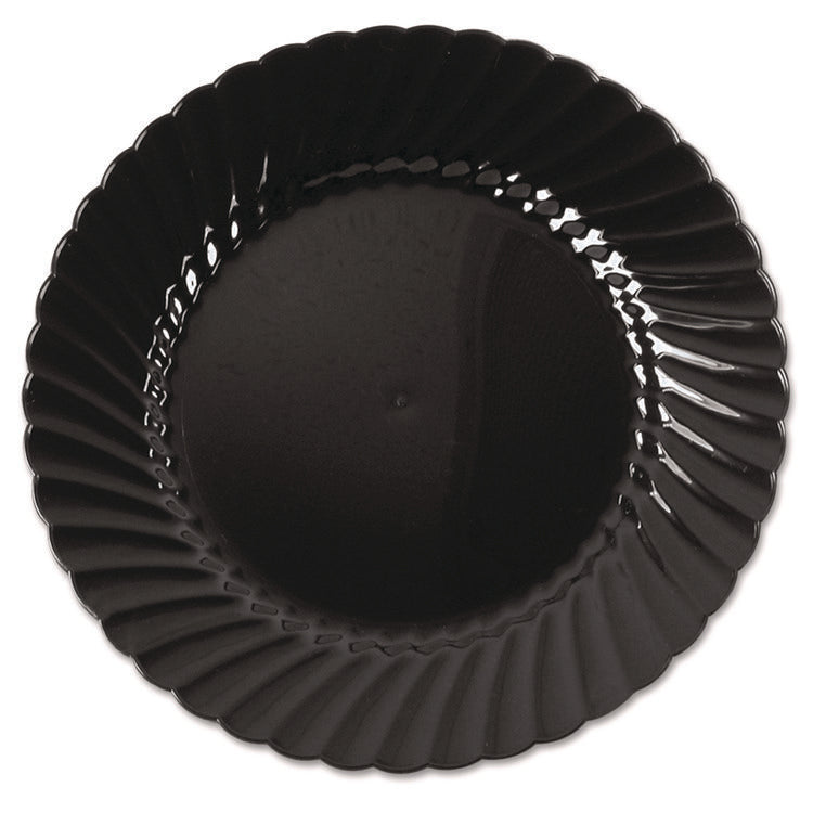 Classicware Plastic Plates, 6" dia, Black, 10/Pack, 18 Packs/Carton