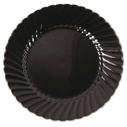 Classicware Plastic Plates, 6" dia, Black, 10/Pack, 18 Packs/Carton