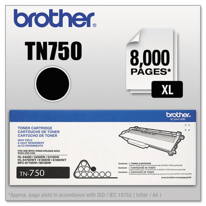 TN750 High-Yield Toner, 8,000 Page-Yield, Black