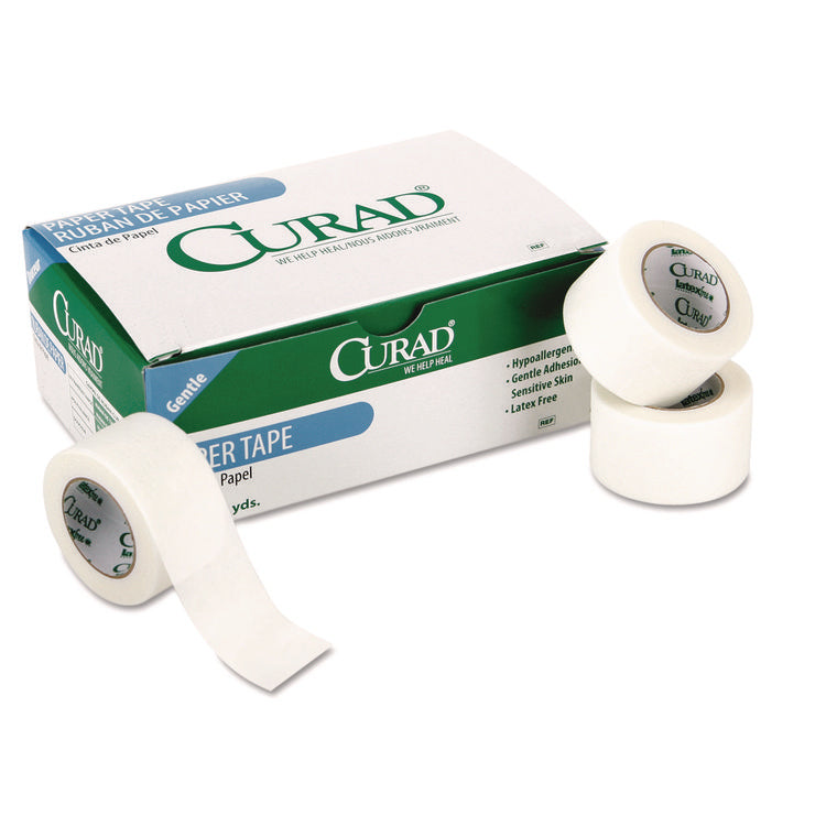 Paper Adhesive Tape, Medium-Duty, 2" x 10 yds, White, 6/Pack
