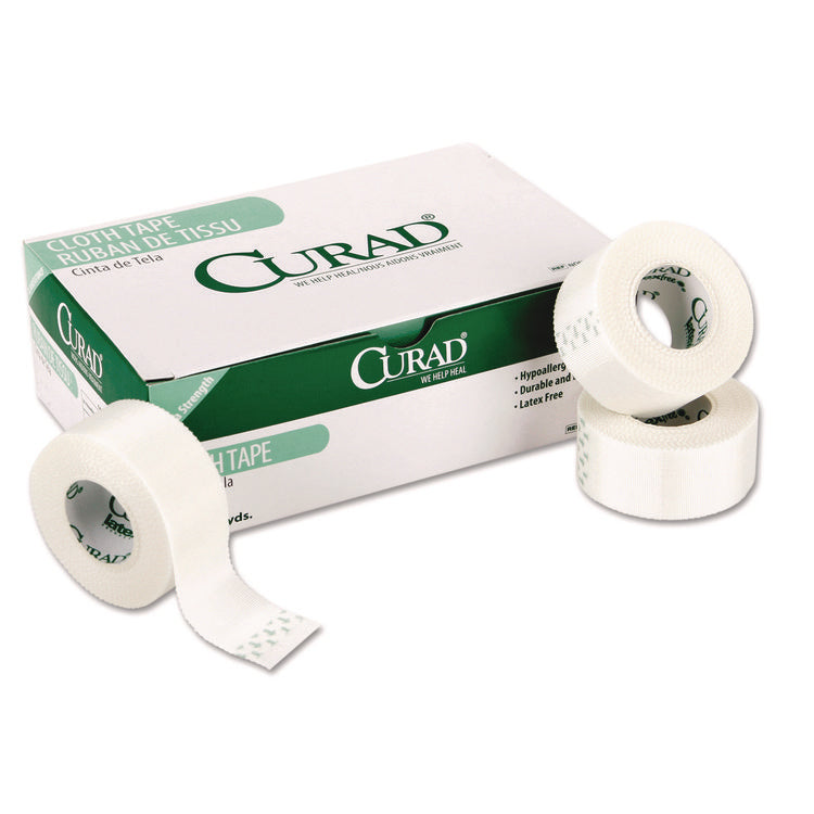 First Aid Cloth Silk Tape, Heavy-Duty, 1" x 10 yds, White, 12/Pack