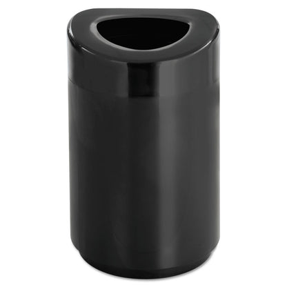 Open Top Round Waste Receptacle, 30 gal, Steel, Black