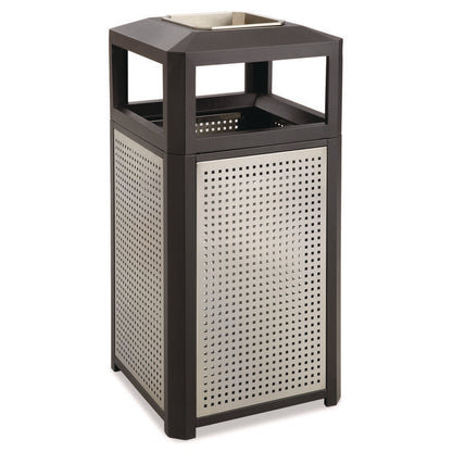 Evos Series Steel Waste Container, 38 gal., Steel, Powder Coated Finish, Black
