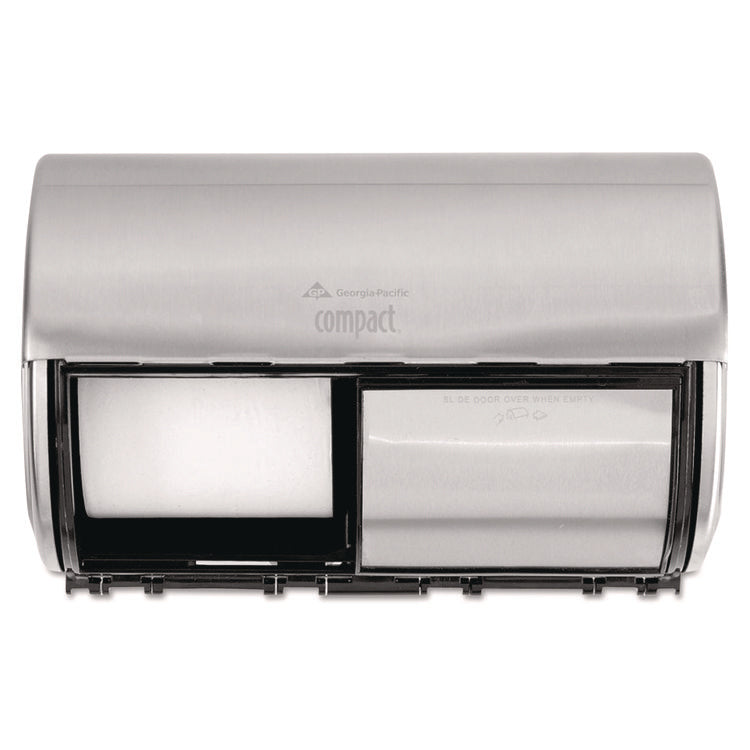 Compact Coreless Side-by-Side Double Roll Tissue Dispenser, 10.13 x 6.75 x 7.13, Stainless Steel