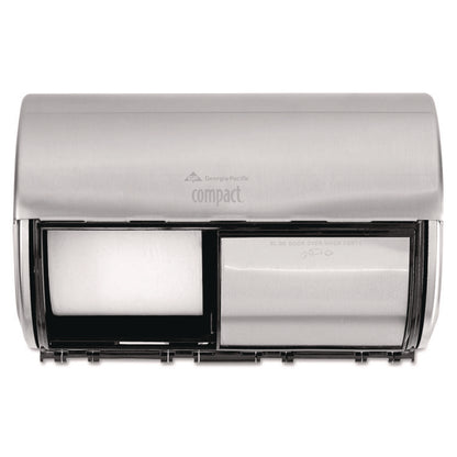 Compact Coreless Side-by-Side Double Roll Tissue Dispenser, 10.13 x 6.75 x 7.13, Stainless Steel