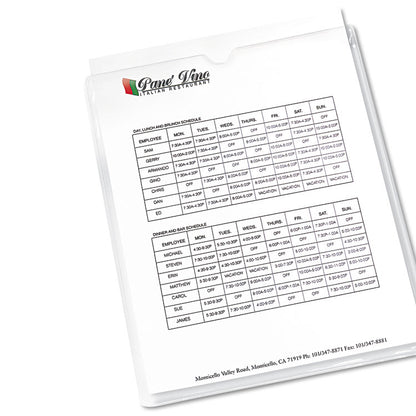 Heavyweight Clear Vinyl Envelope with Thumb Notch, 12 x 9, Clear, 10/Pack
