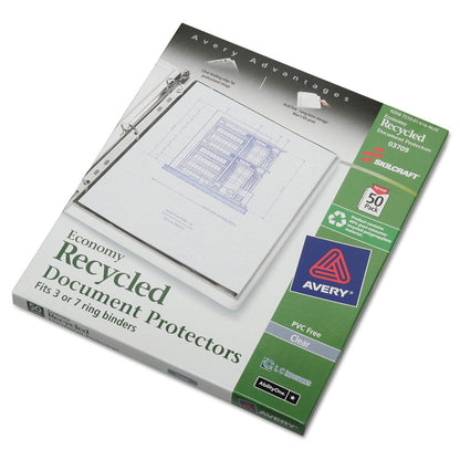 7510016169670, SKILCRAFT Document Protector, Heavy-Duty, Side: 7-Hole Punched, Top Load 8.5 x 11 Insert, Clear Front, 50/Box