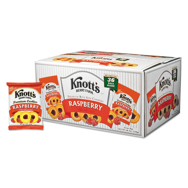 Premium Berry Jam Shortbread Cookies, Raspberry, 2 oz Pack, 36/Carton