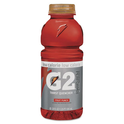 G2 Perform 02 Low-Calorie Thirst Quencher, Fruit Punch, 20 oz Bottle, 24/Carton