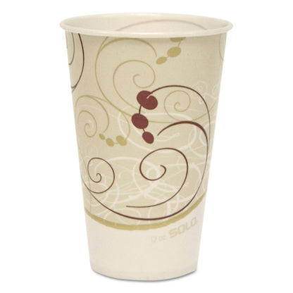 Symphony Treated-Paper Cold Cups, ProPLanet Seal, 12 oz, White/Beige/Red, 100/Bag, 20 Bags/Carton