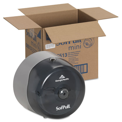 SofPull Mini Center-Pull Single-Roll Bath Tissue Dispenser, 8.75 x 7 x 9, Smoke