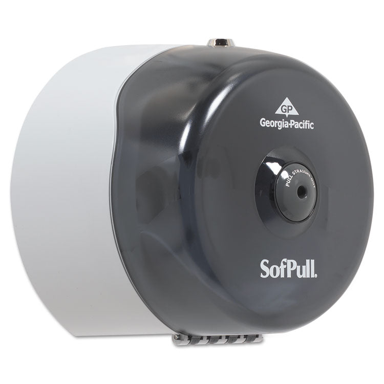 SofPull Mini Center-Pull Single-Roll Bath Tissue Dispenser, 8.75 x 7 x 9, Smoke