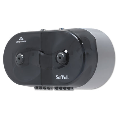 SofPull Mini Center-Pull Twin-Roll Bath Tissue Dispenser, 16.38 x 7.2 x 9.3, Smoke