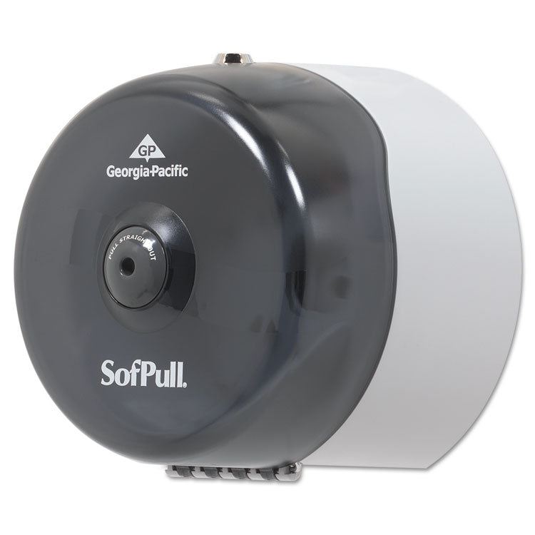 SofPull Mini Center-Pull Single-Roll Bath Tissue Dispenser, 8.75 x 7 x 9, Smoke