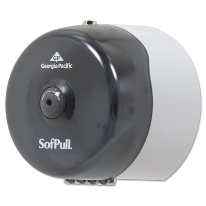 SofPull Mini Center-Pull Single-Roll Bath Tissue Dispenser, 8.75 x 7 x 9, Smoke