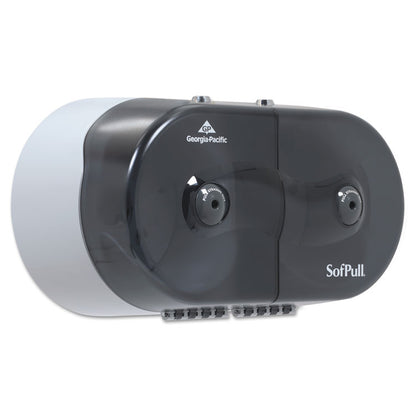 SofPull Mini Center-Pull Twin-Roll Bath Tissue Dispenser, 16.38 x 7.2 x 9.3, Smoke