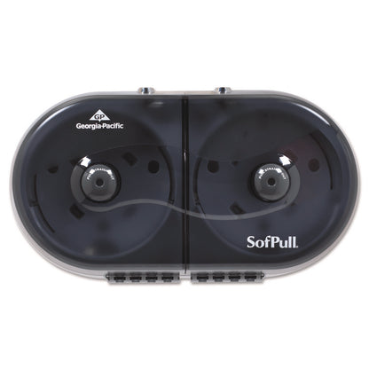 SofPull Mini Center-Pull Twin-Roll Bath Tissue Dispenser, 16.38 x 7.2 x 9.3, Smoke