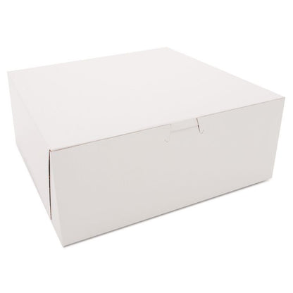 White One-Piece Non-Window Bakery Boxes, 10 x 10 x 4, White, Paper, 100/Carton