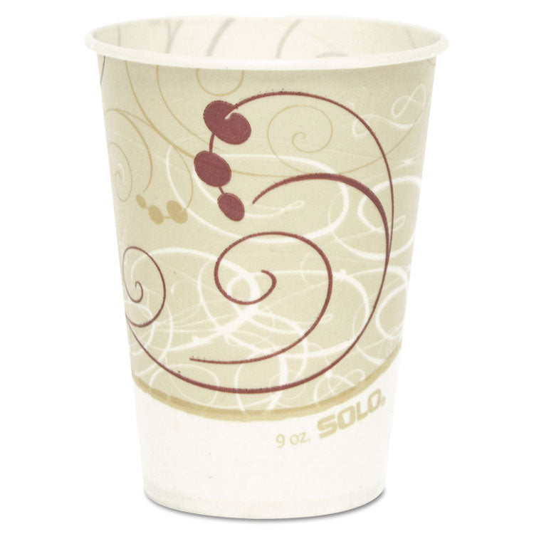 Symphony Design Wax-Coated Paper Cold Cups, ProPlanet Seal, 9 oz, White/Beige/Red, 100/Sleeve, 20 Sleeves/Carton