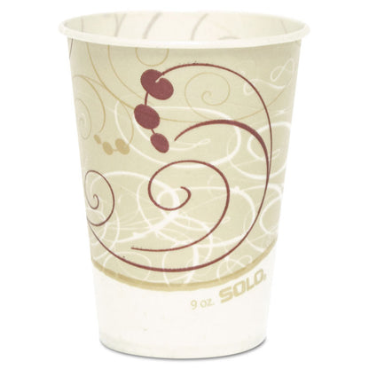 Symphony Design Wax-Coated Paper Cold Cups, ProPlanet Seal, 9 oz, White/Beige/Red, 100/Sleeve, 20 Sleeves/Carton
