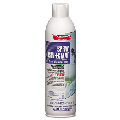 Champion Sprayon Spray Disinfectant, Unscented, 16.5 oz Aerosol Spray, 12/Carton