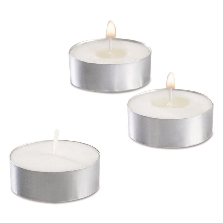 Tealight Candle, 5 Hour Burn, 0.5"h, White, 50/Pack, 10 Packs/Carton