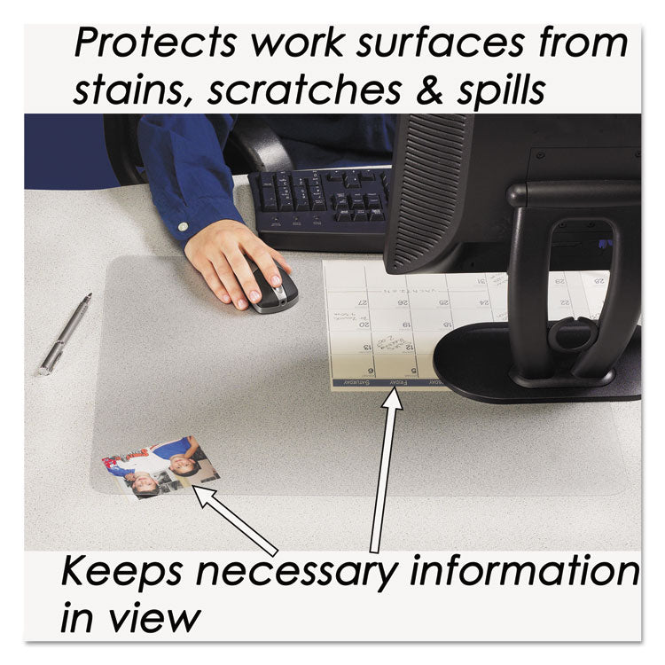 KrystalView Desk Pad with Antimicrobial Protection, Glossy Finish, 36" x 20", Clear
